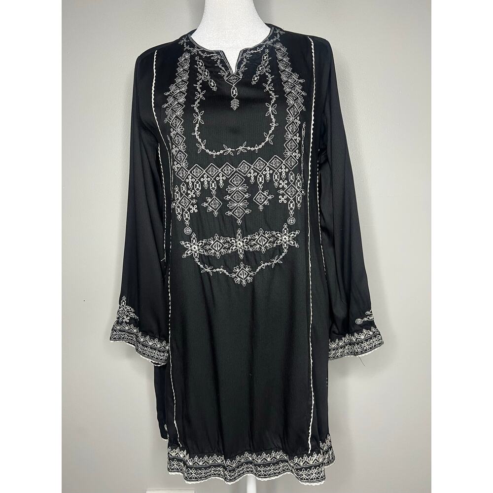 SoHaye By Diners Embroidered Cover Up Tunic Dress 3/4 Sleeve Women S Resort Boho